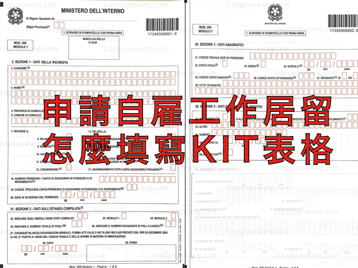 ❝ KIT 怎麼填寫？｜義大利・自雇工作居留 Lavoro Autonomo ｜EP2&nbsp;❞